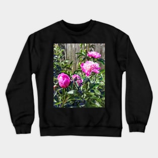 Pink Peonies By Stockade Fence Crewneck Sweatshirt